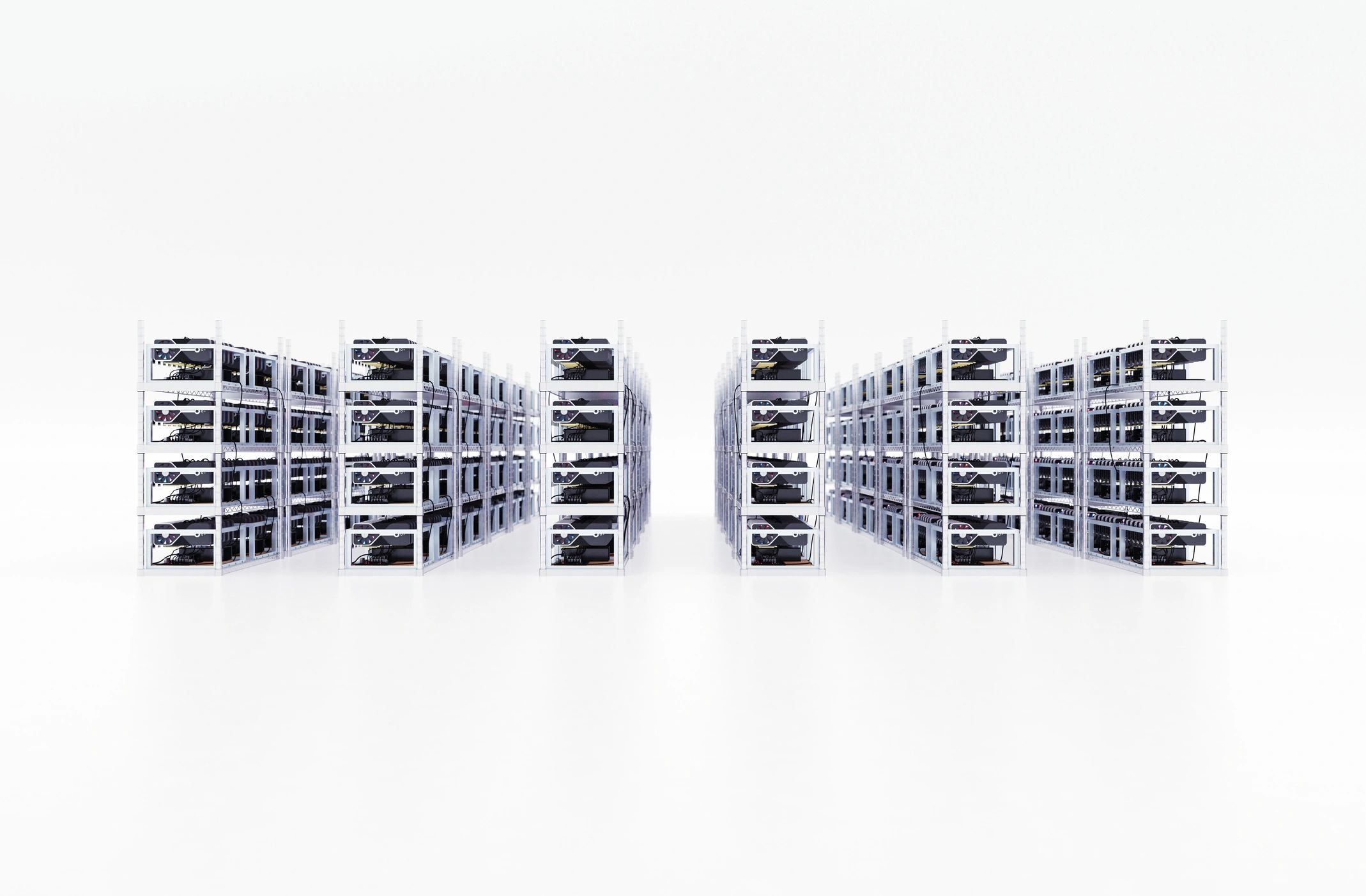 network server room with cables