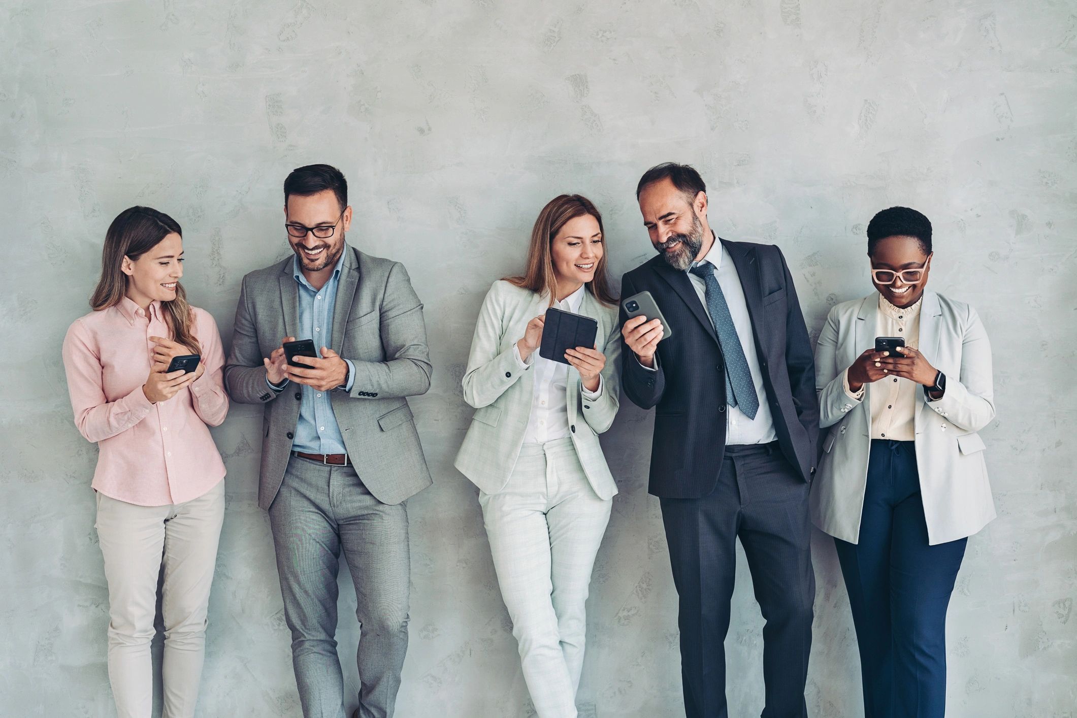 business team using phone systems