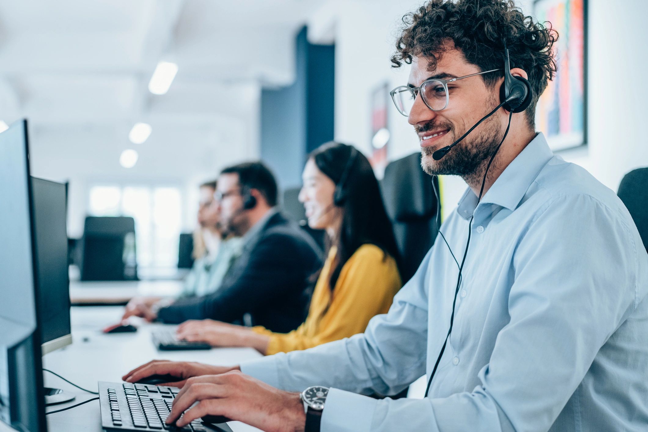 telecommunications team working