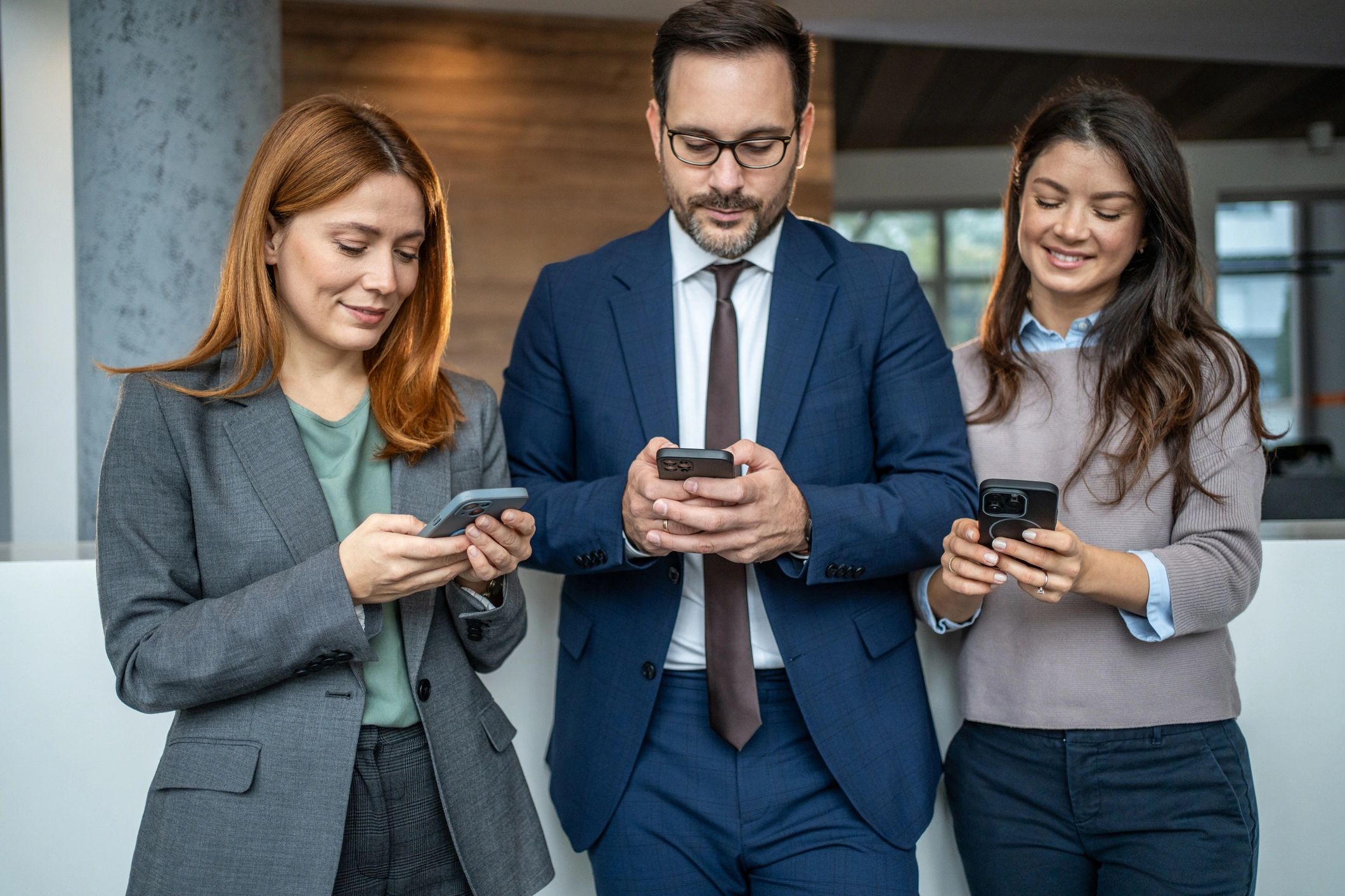 business team using phone systems