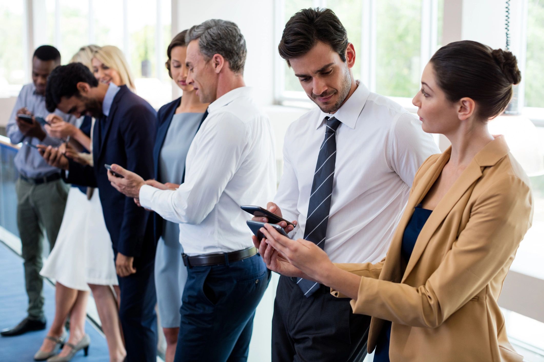 business team using phone systems